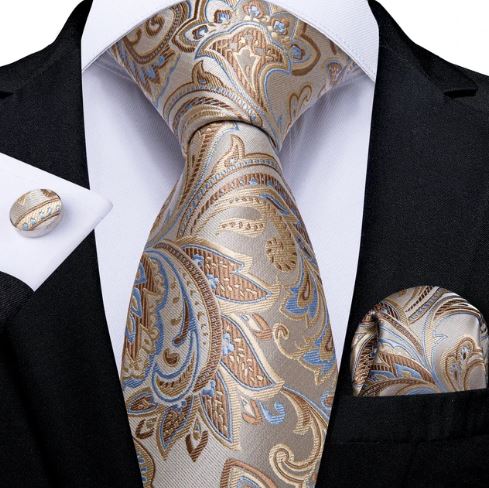 Cravate de couleur beige, chocolat, fleurie, style top tendance